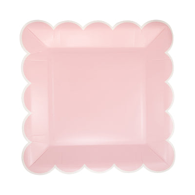 Pink Scalloped 9" Square Plate