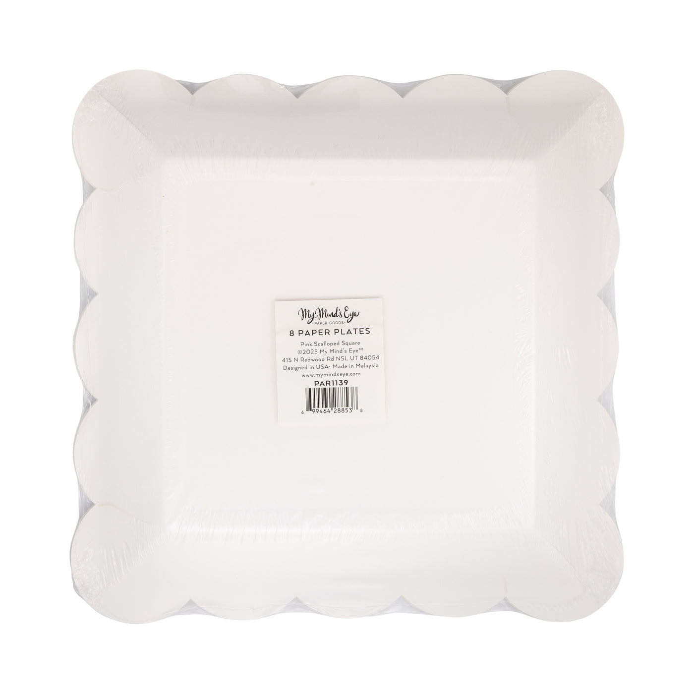 Pink Scalloped 9" Square Plate