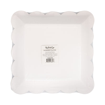 Pink Scalloped 9" Square Plate