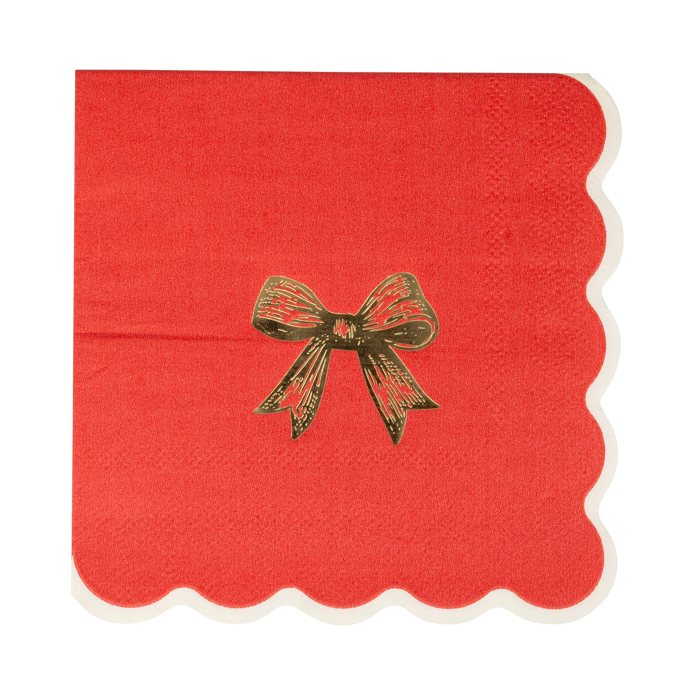 Red/Gold Bow Cocktail Napkin