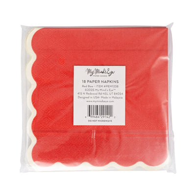 Red/Gold Bow Cocktail Napkin