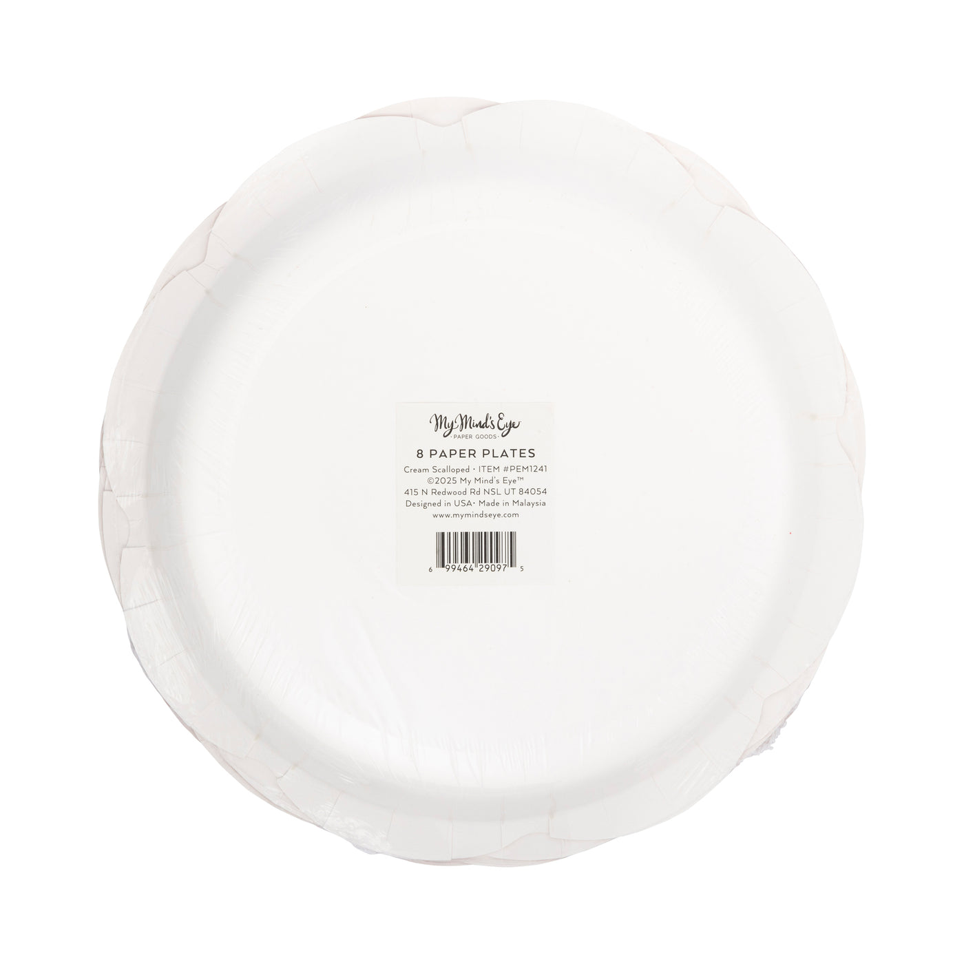 Cream Scalloped Red Lines Plate