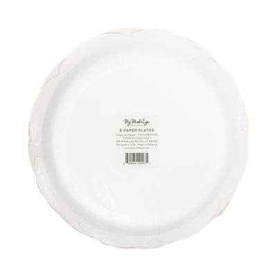 Cream Scalloped Red Lines Plate