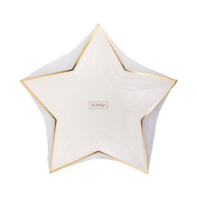 Cream Star Shaped Gold Foiled Paper Plate