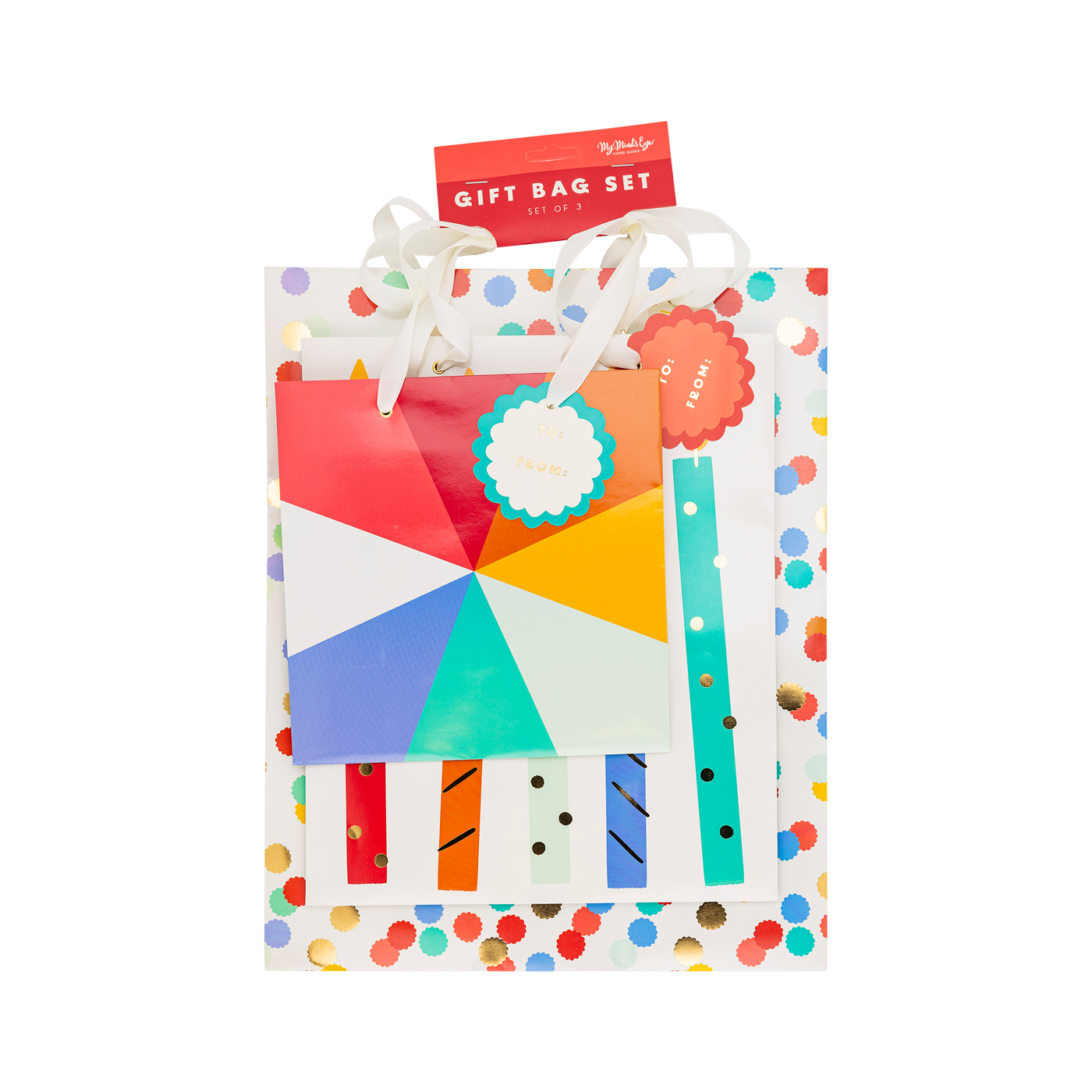 Primary Birthday Gift Bag Set - 3 sizes