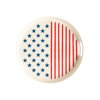 Stars and Stripes Reusable Bamboo Round Serving Tray