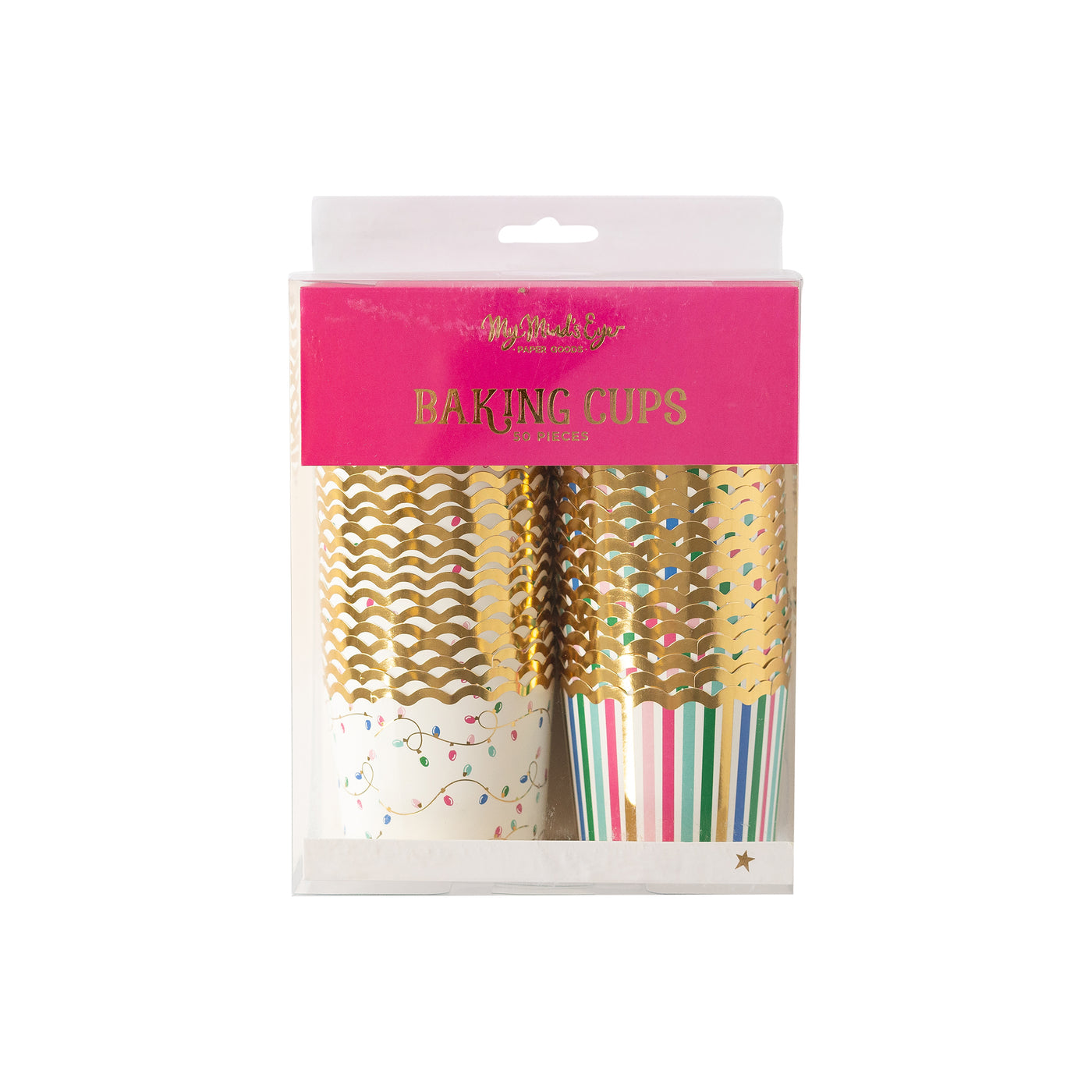 Gold Foil Pink Christmas Lights Baking Cups (50 pcs)