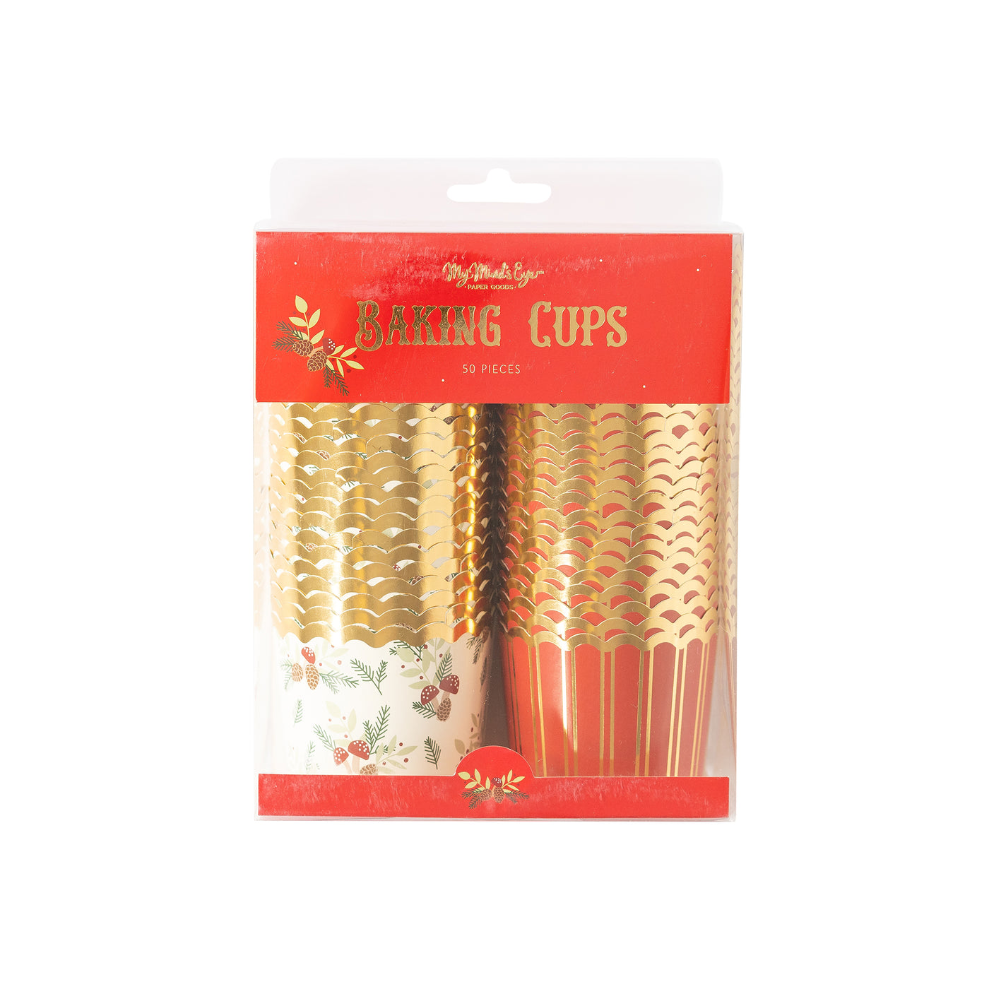 Gold Foil Red Mushroom Foliage Baking Cups (50 pcs)