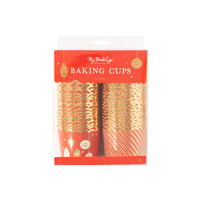 Gold Foil Red Ornaments Baking Cups (50 pcs)