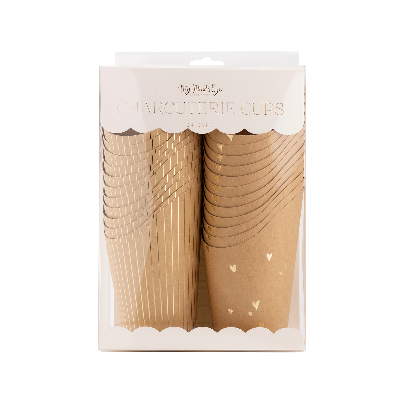 Gold Foil Kraft Dots and Stripes Charcuterie Cups (24ct)