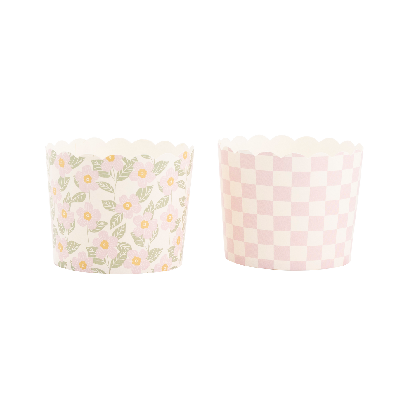 Pink Floral Checkerboard 5 oz Food Cups (50 pcs)