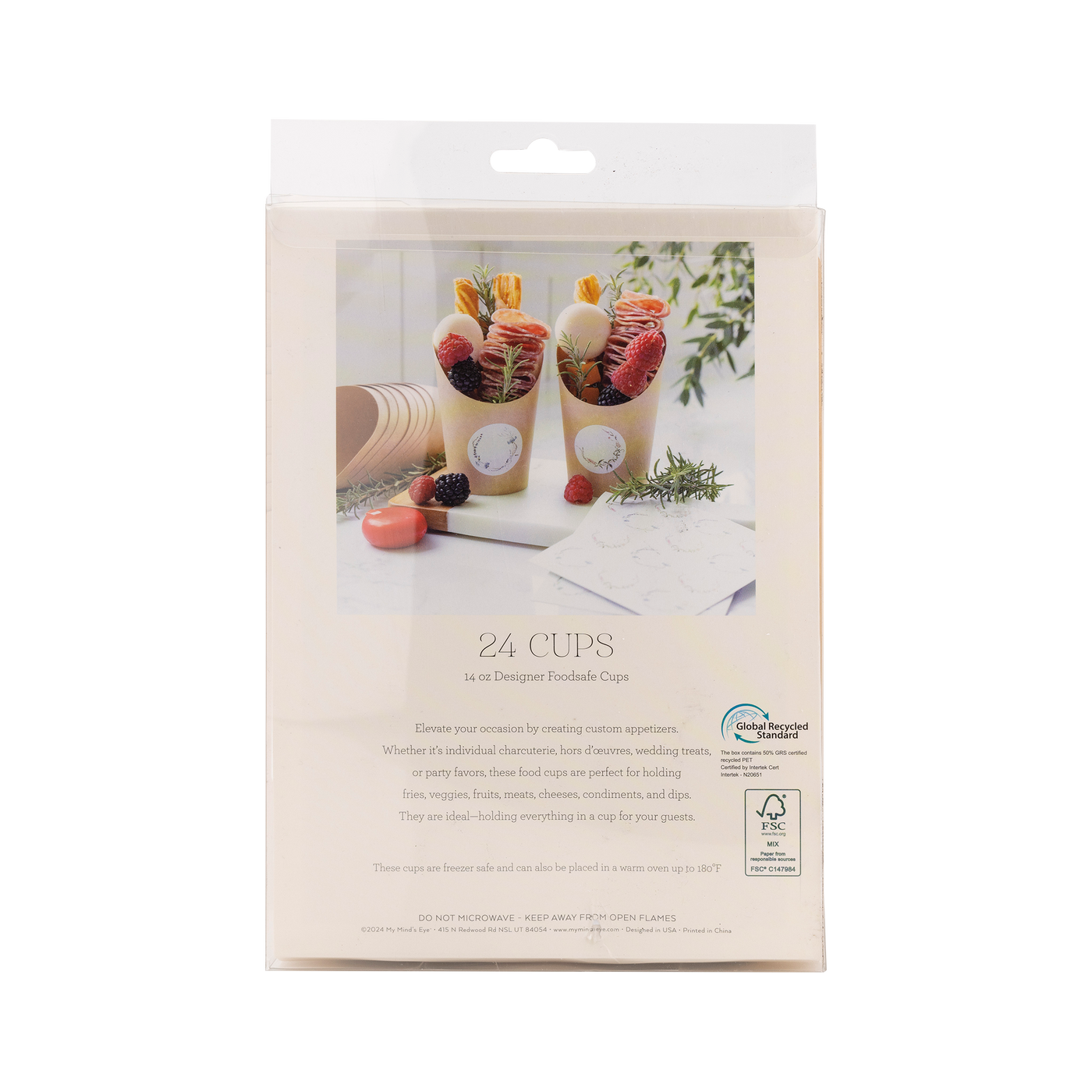 Kraft Charcuterie Cups with sticker labels (24ct)