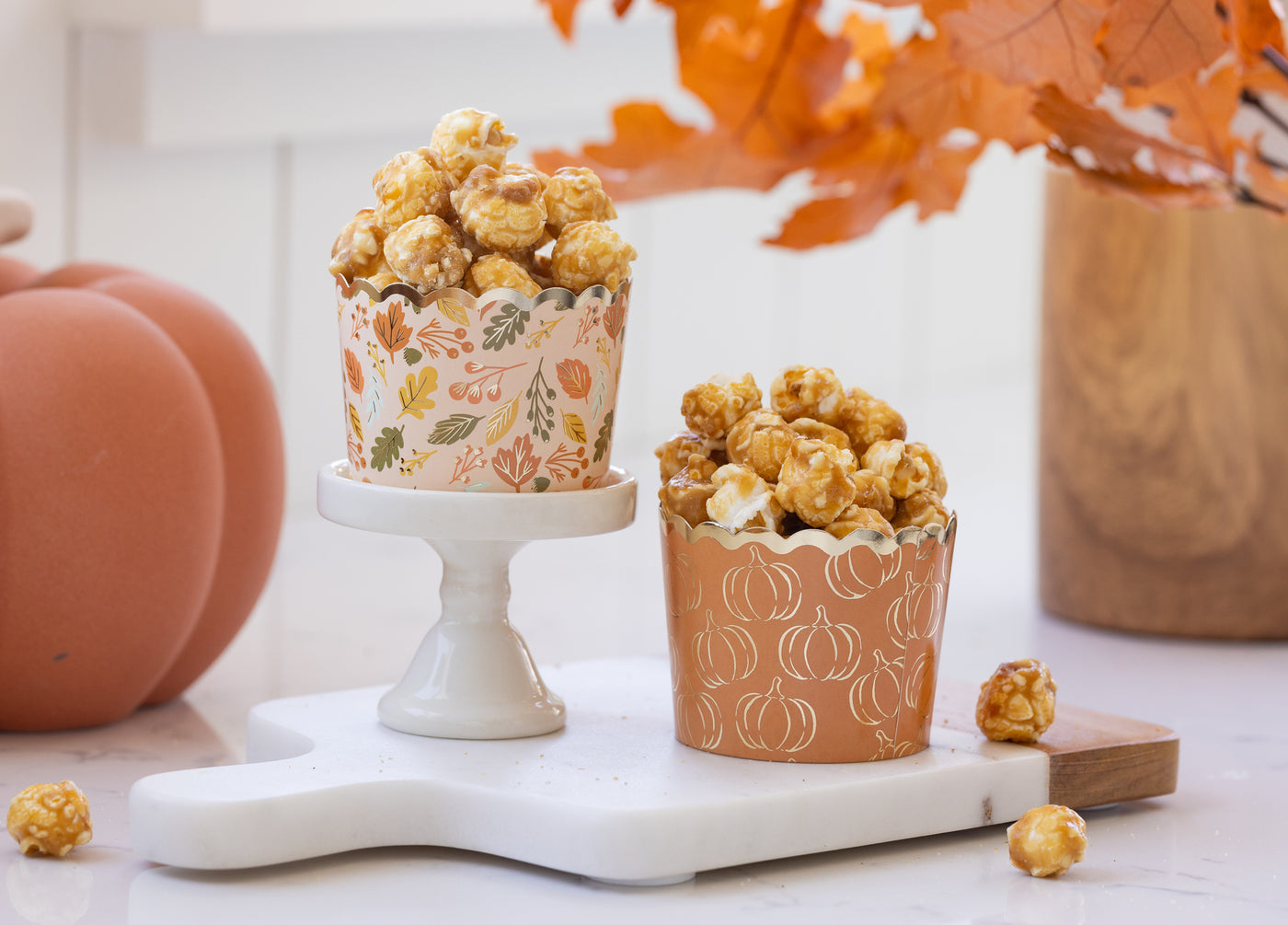 Foiled Fall Foliage with Pumpkins 5 oz Baking Cups