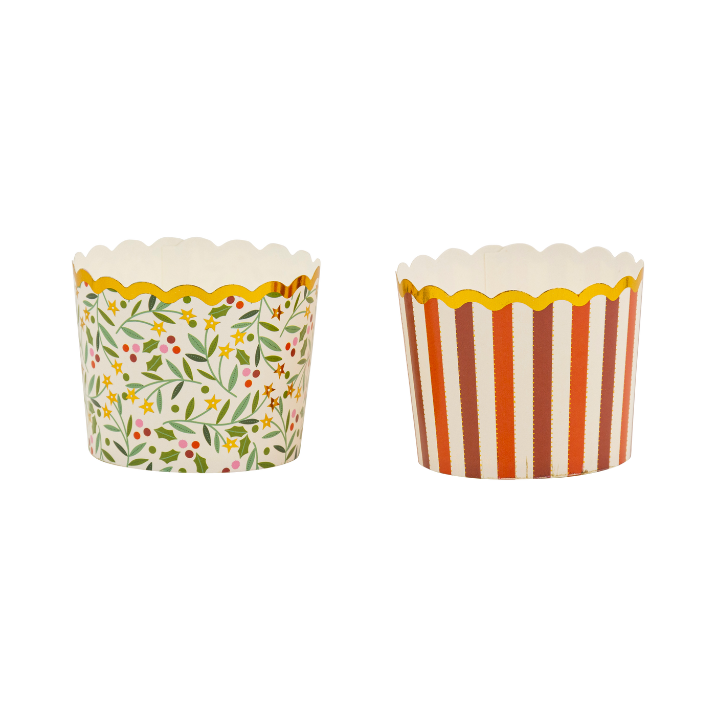 Gold Foil Star Floral and Stripe 5 oz Baking Cups