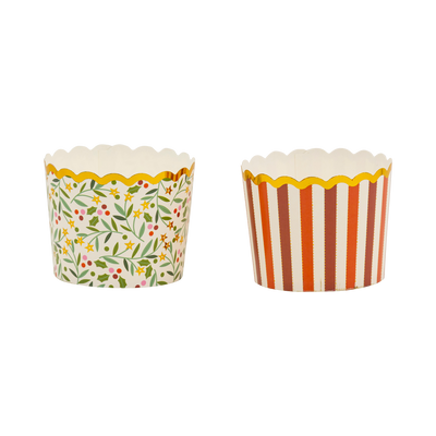 Gold Foil Star Floral and Stripe 5 oz Baking Cups