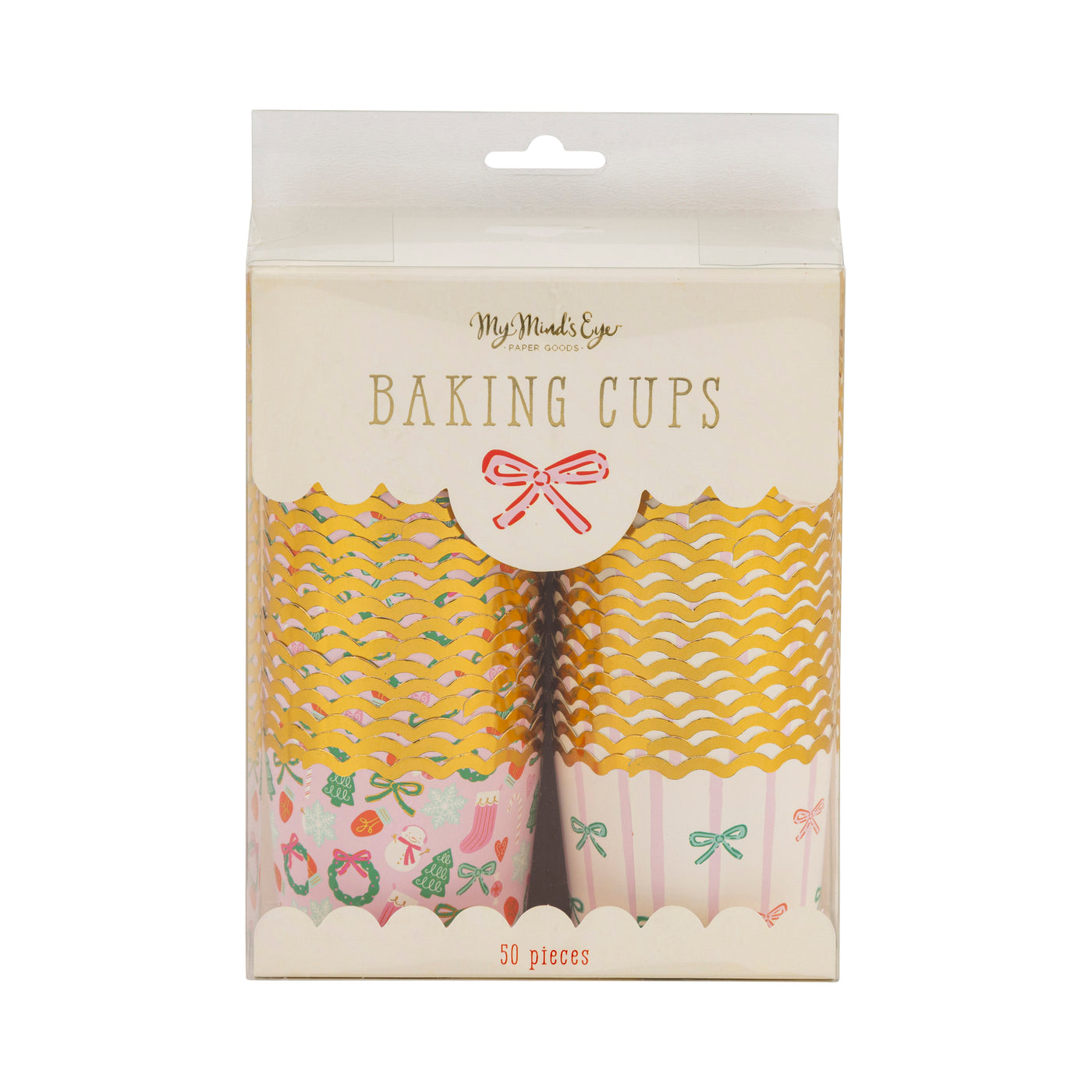 Gold Foil Bows/Icons on Pink 5 oz Baking Cups