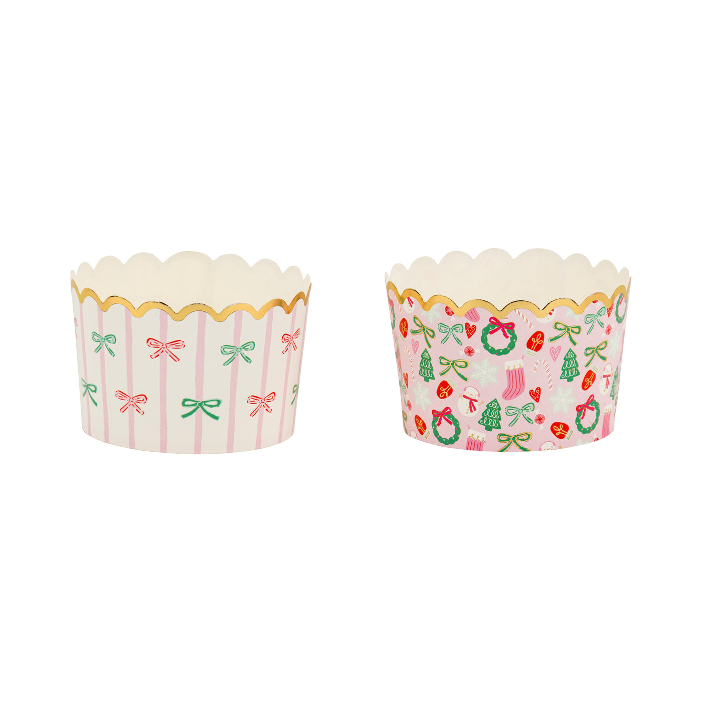 Gold Foil Bows/Icons on Pink 5 oz Baking Cups