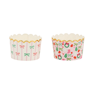 Gold Foil Bows/Icons on Pink 5 oz Baking Cups