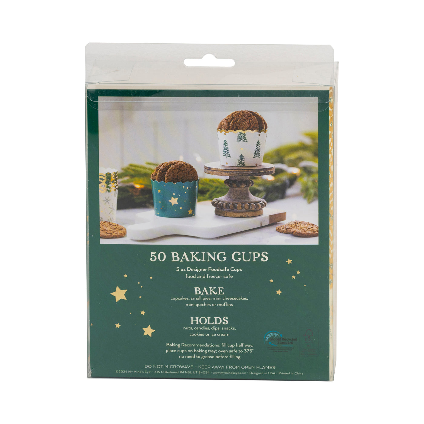 Gold Foil Trees and Stars 5 oz Baking Cups