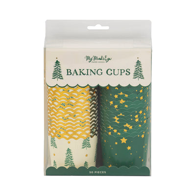 Gold Foil Trees and Stars 5 oz Baking Cups