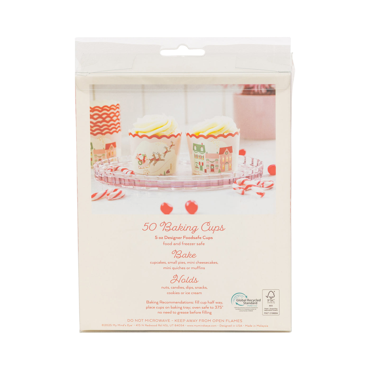 Foiled Christmas Scene Baking Cup 5 oz