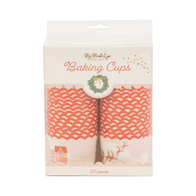 Foiled Christmas Scene Baking Cup 5 oz