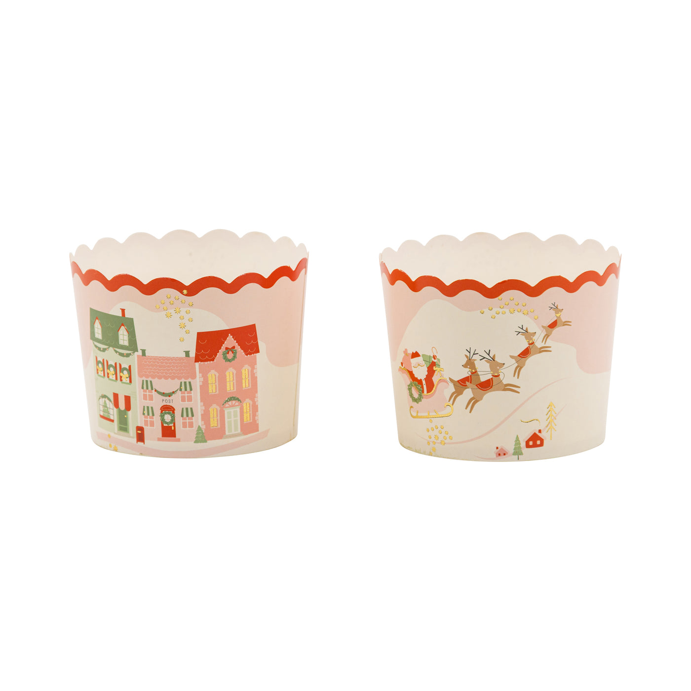 Foiled Christmas Scene Baking Cup 5 oz