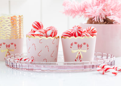 Foiled Pink Candy Cane Baking Cup 5 oz