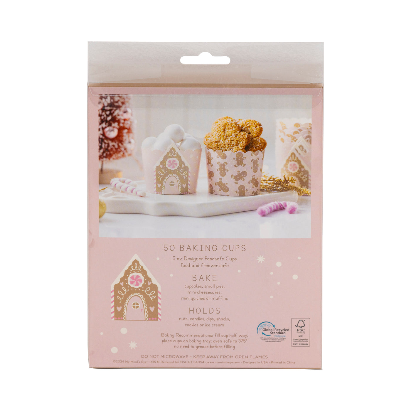 Pink Gingerbread House 5 oz Baking Cups