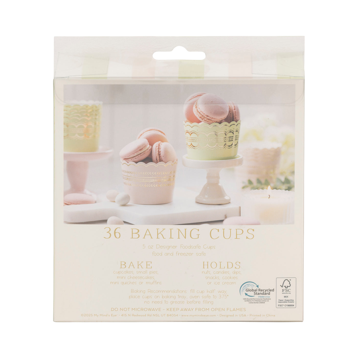 Pink and Green Delicate Border Foiled Baking Cup