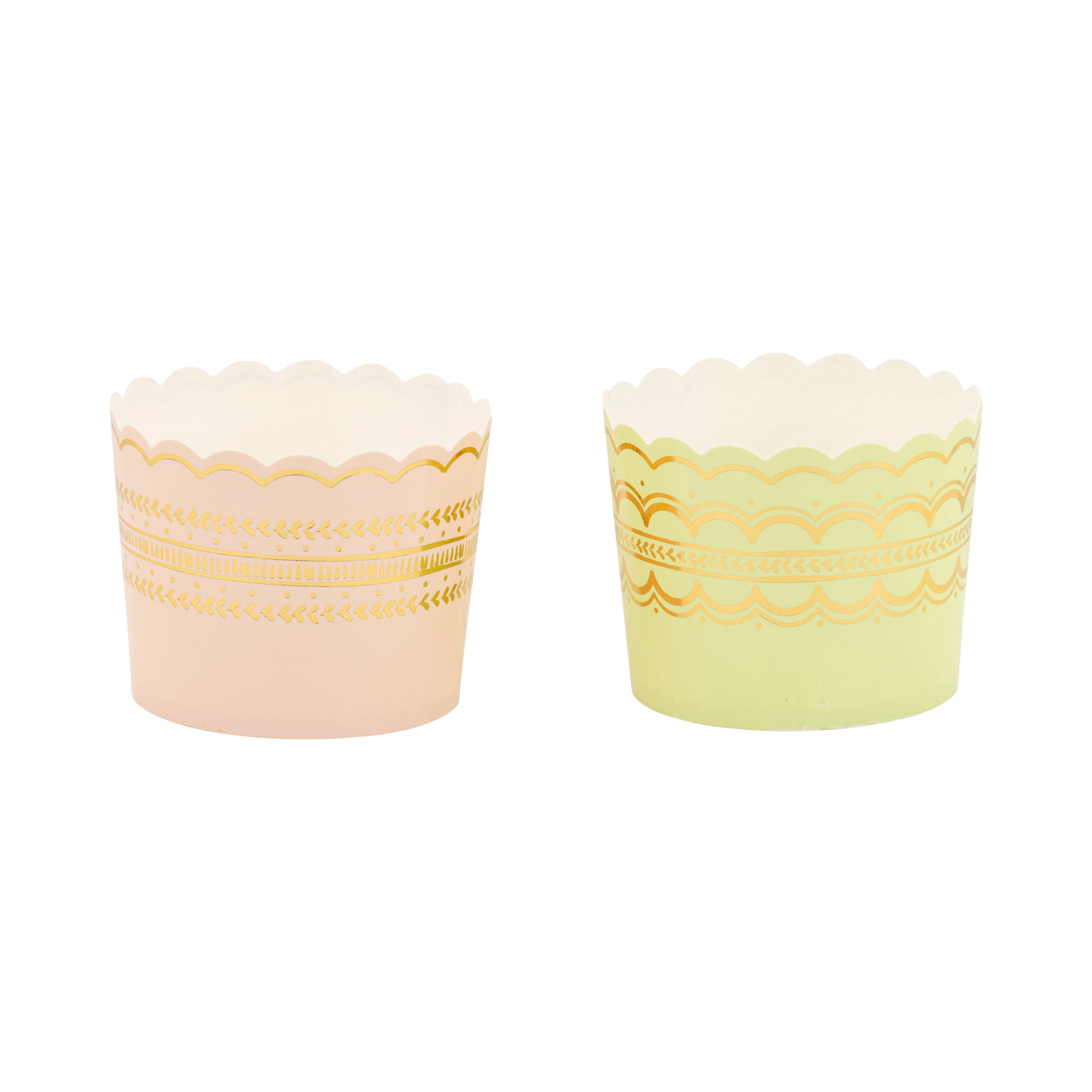 Pink and Green Delicate Border Foiled Baking Cup