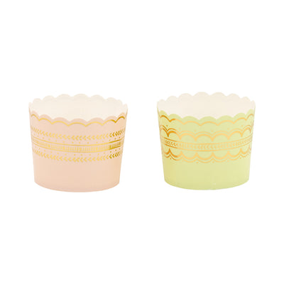 Pink and Green Delicate Border Foiled Baking Cup