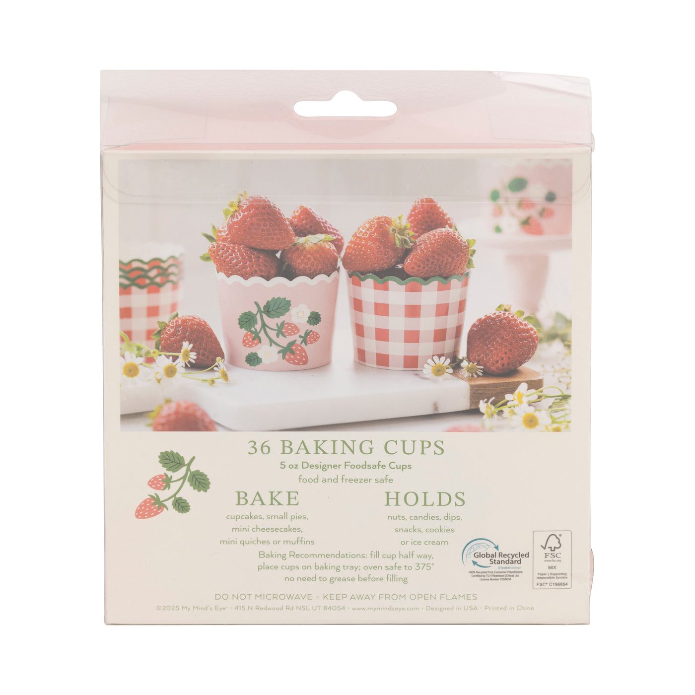 Strawberry Gingham Baking Cup