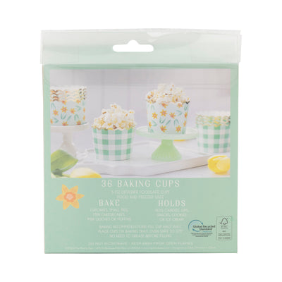 Foil Mint Gingham Floral Baking Cup