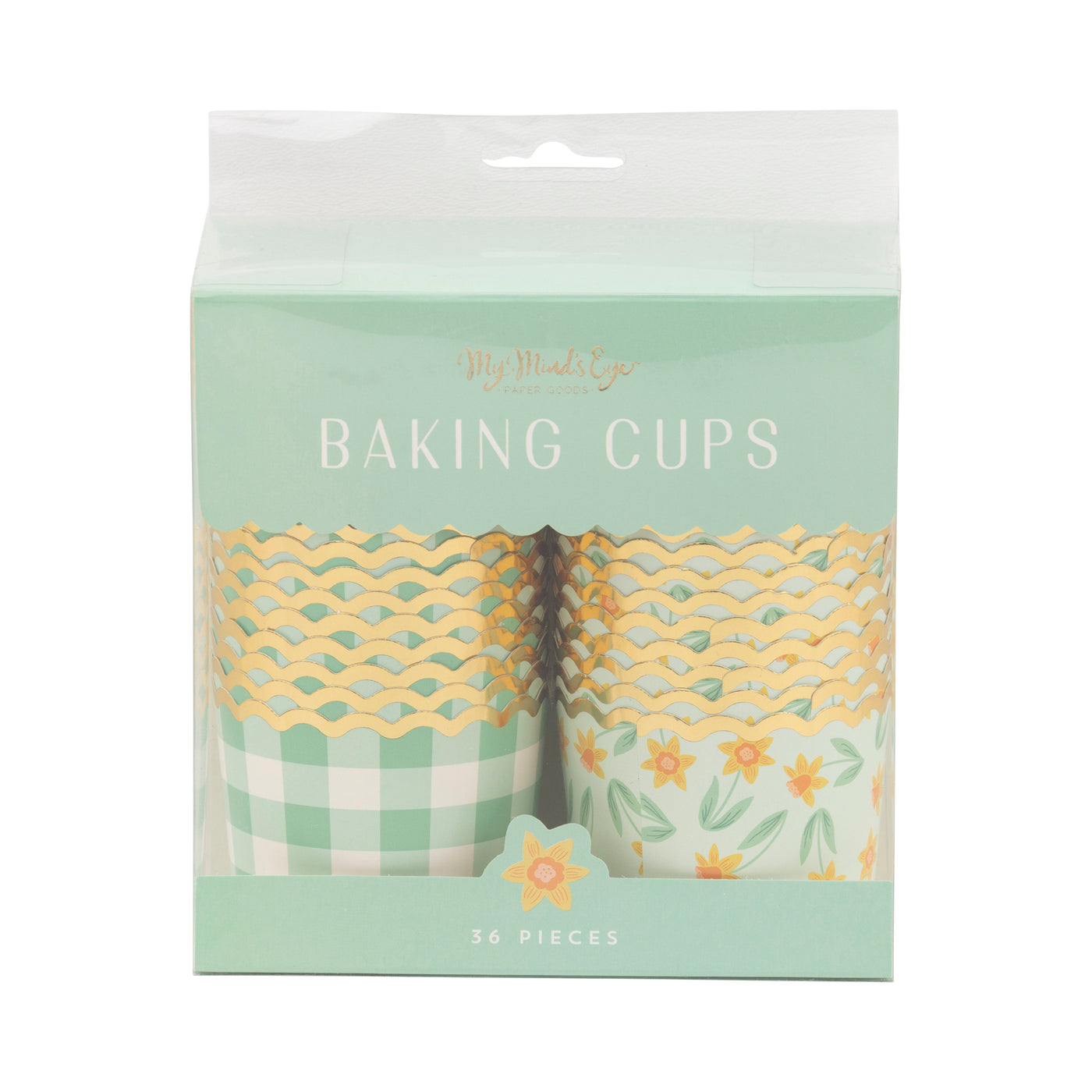 Foil Mint Gingham Floral Baking Cup