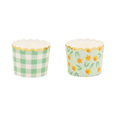 Foil Mint Gingham Floral Baking Cup