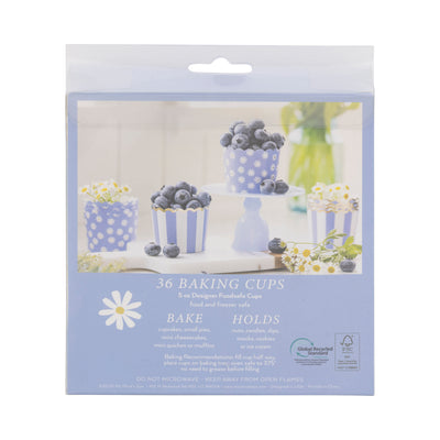 Blue Daisy Stripe Foiled Baking Cup