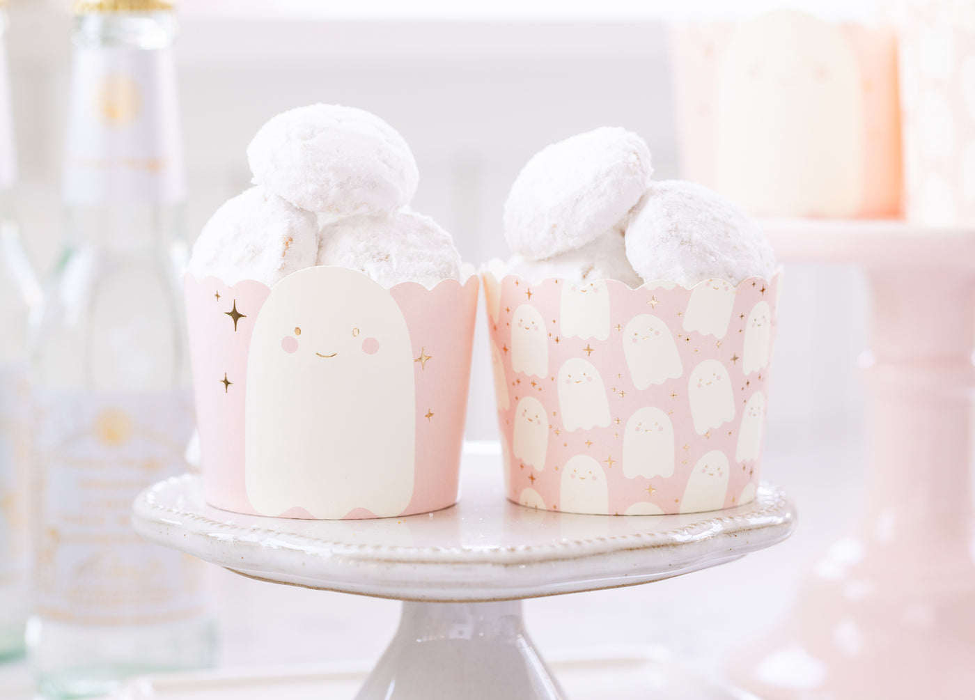 Foiled Pink Ghosts 5 oz Baking Cups