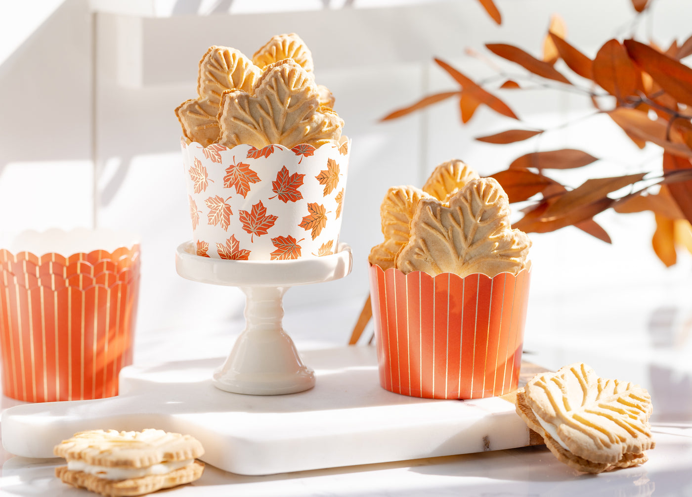 Foiled Striped Leaves 5 oz Baking Cups