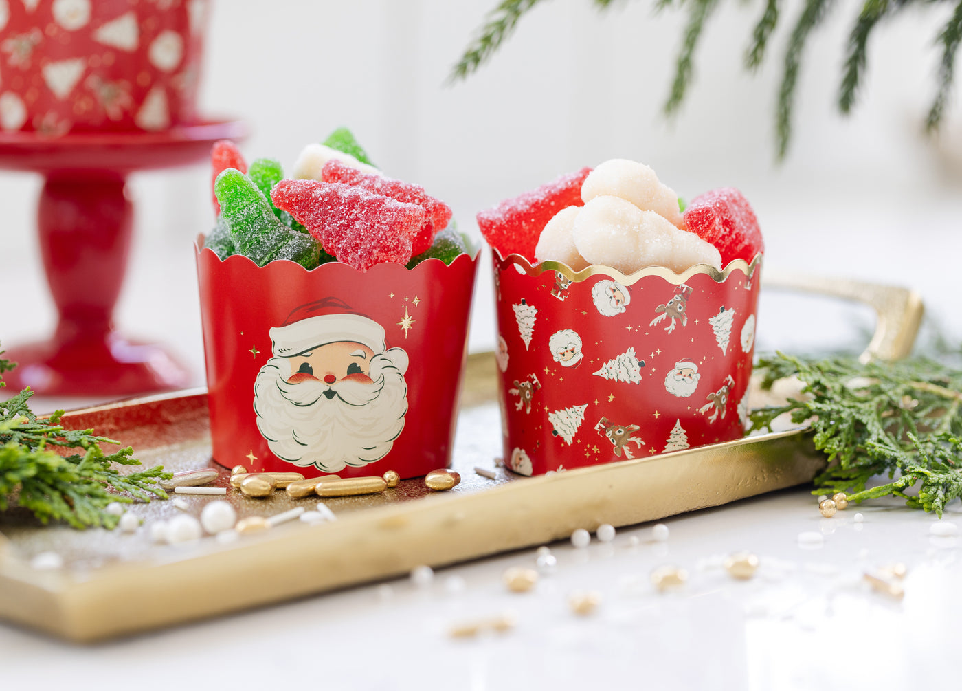 Foiled Retro Santa Scatter 5 oz Baking Cups