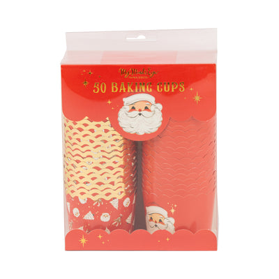 Foiled Retro Santa Scatter 5 oz Baking Cups