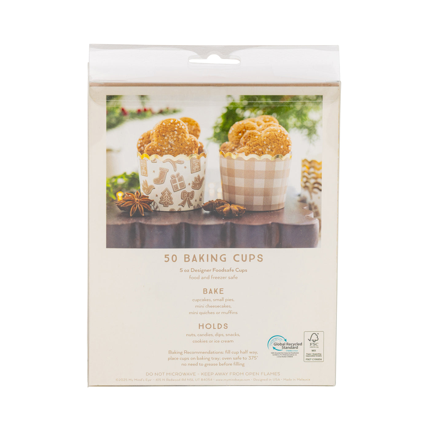 Foiled Gingerbread Plaid Baking Cup 5 oz