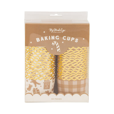 Foiled Gingerbread Plaid Baking Cup 5 oz