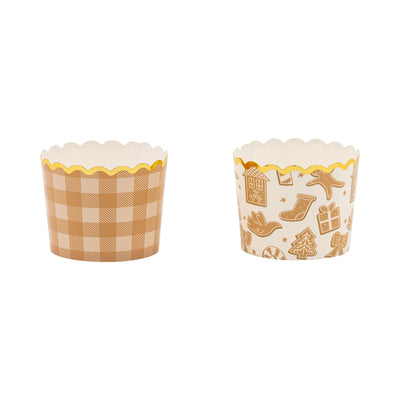 Foiled Gingerbread Plaid Baking Cup 5 oz