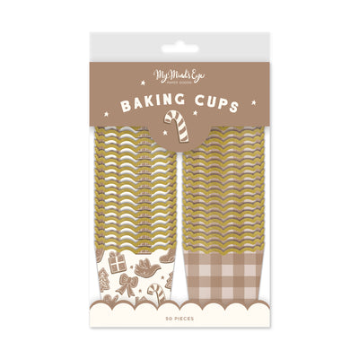 Foiled Gingerbread Plaid Baking Cup 5 oz