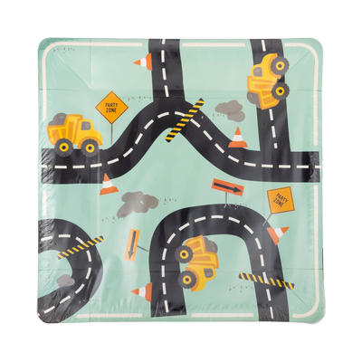 Construction Road Paper Plate