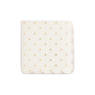 Gold Polka Dot Scalloped Paper Napkin