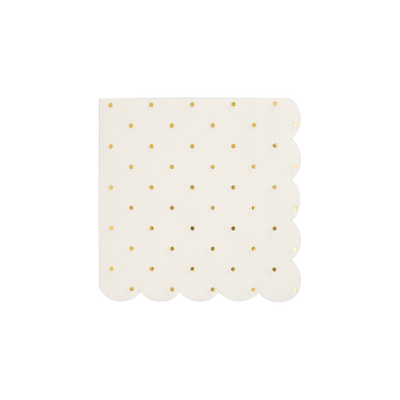 Gold Polka Dot Scalloped Paper Napkin