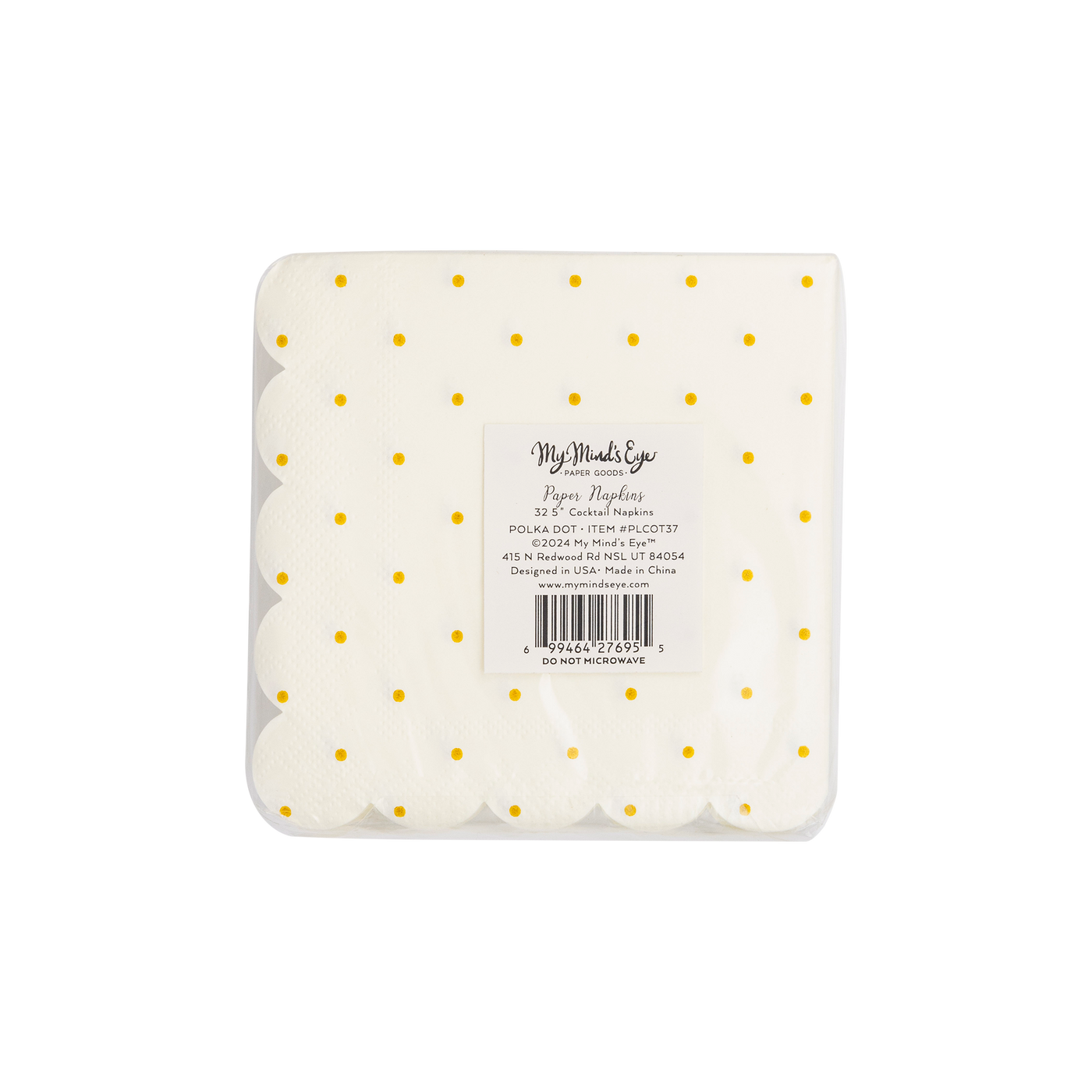 Gold Polka Dot Scalloped Paper Napkin