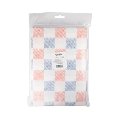 Red White and Blue Checkers Paper Table Cover